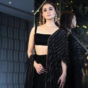SHYAMAL BHUMIKA Designer Lehenga | Worn by Alia Bhatt | Hand-Embroidered Velvet